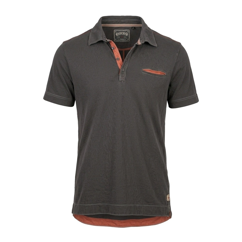Jeremiah Mens Short Sleeve Polo Shirt Charcoal Gray Orange Trim Size Large